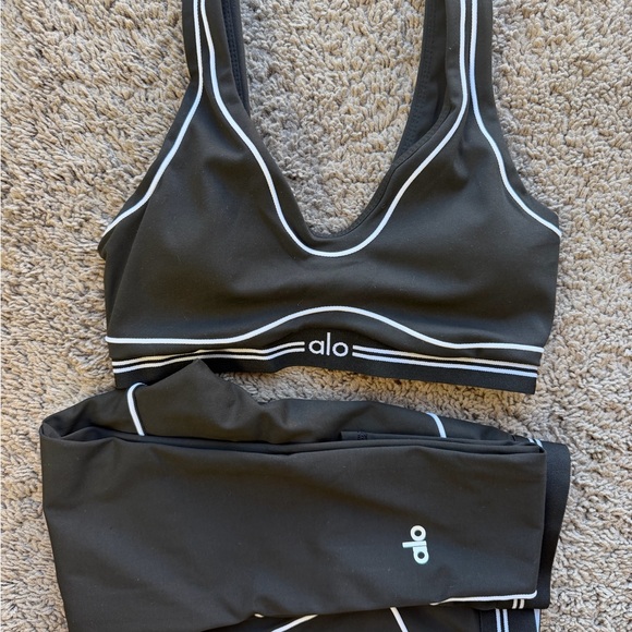 ALO Yoga Pants - ALO Yoga Black Jumpsuit with White Piping